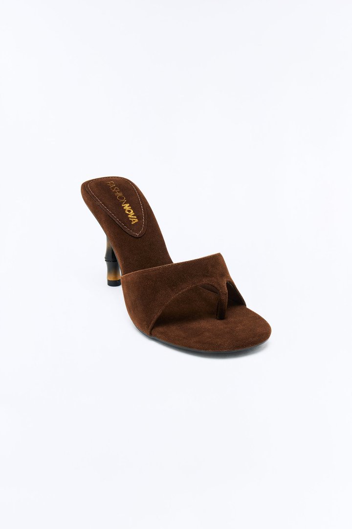 Salma Bamboo Heel Mules - Chocolate