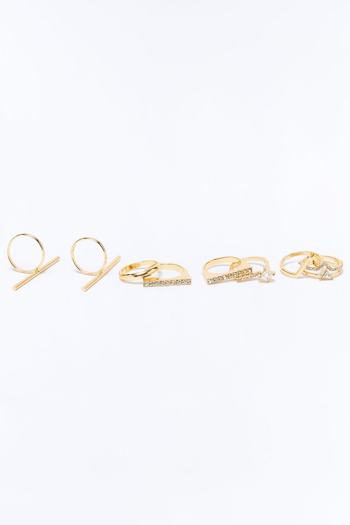 Meet At The Bar 8 Piece Ring Set - Gold