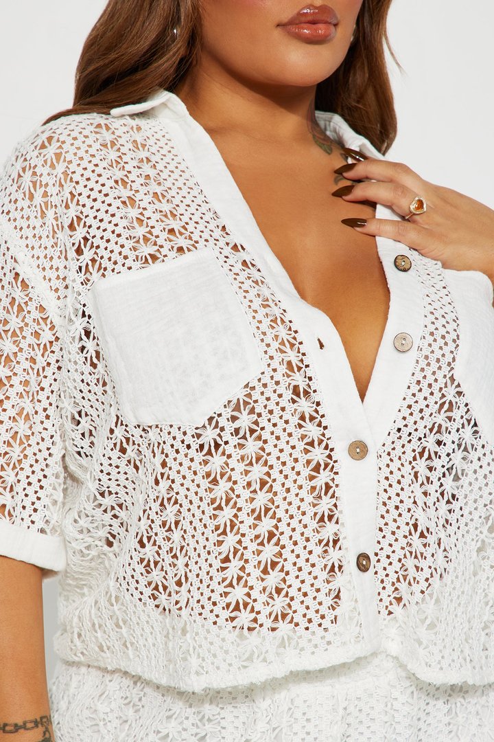 Meet At Dawn Crochet Short Set - White