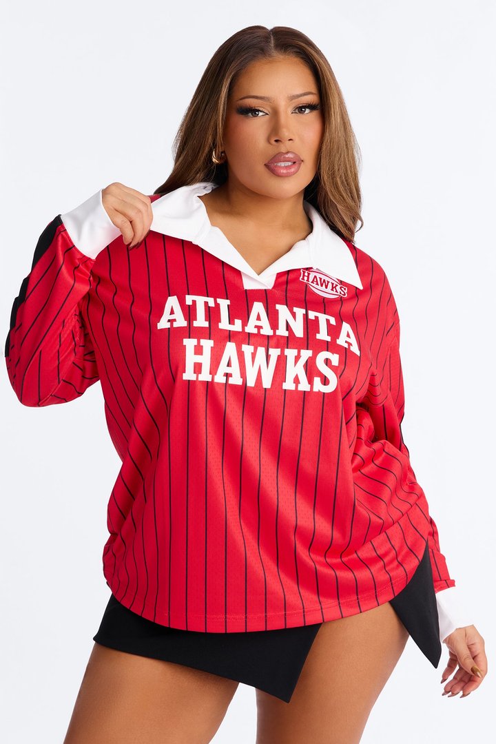 NBA Atlanta Hawks Pinstripe Long Sleeve Top - Red