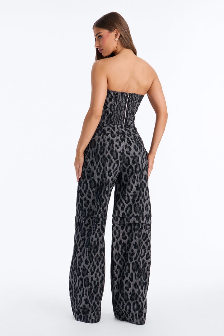 Act Cool Leopard Cargo Pant Set - Charcoal/combo