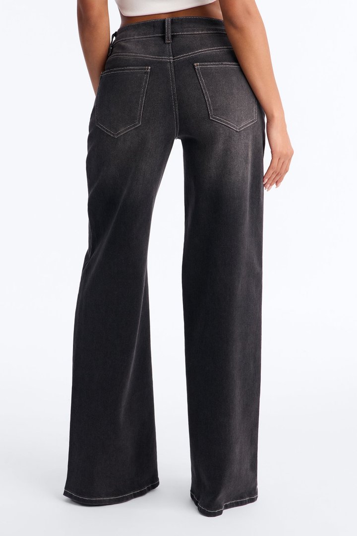 Switching Sides Crossover Stretch Jeans - Black Wash