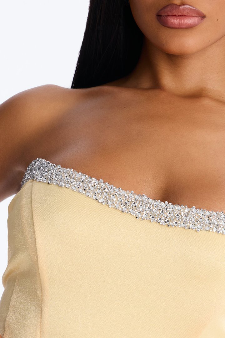 Jasmine Corset Metallic Gown - Yellow