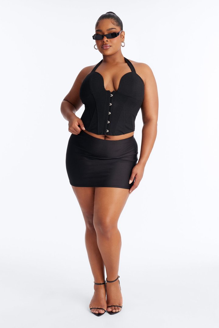 Hottest Lover Girl Sleeveless Corset Top - Black