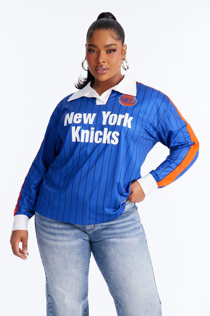 NBA NY Knicks Pinstripe Long Sleeve Top - Royal