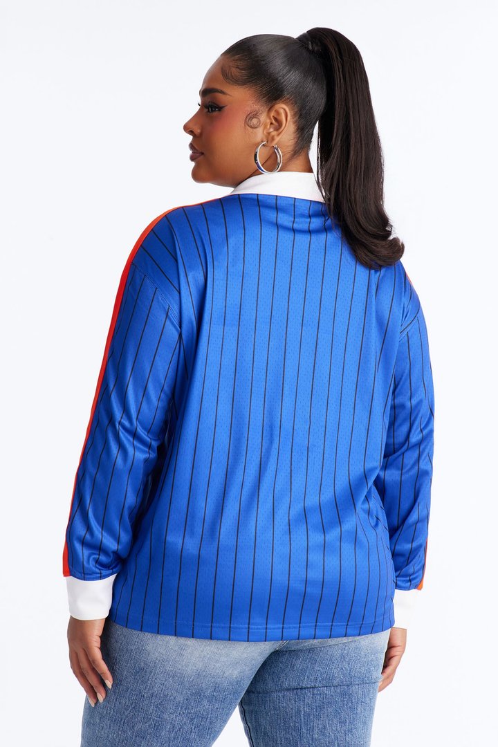 NBA NY Knicks Pinstripe Long Sleeve Top - Royal