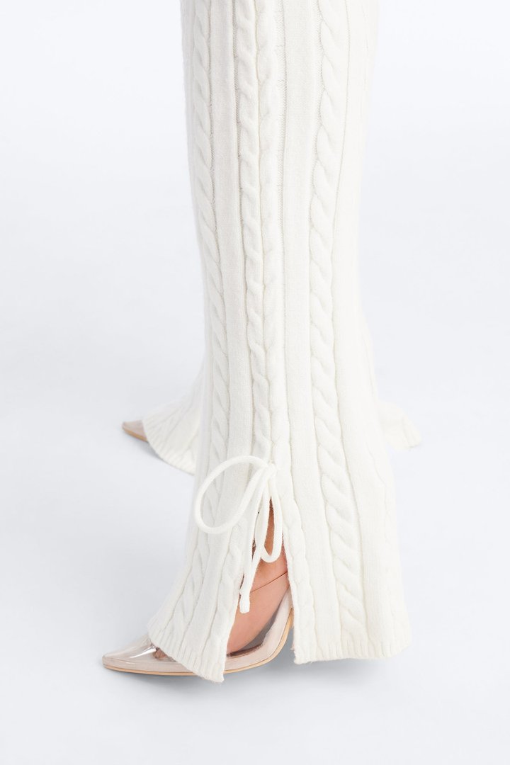 Mikayla Off Shoulder Sweater Pant Set - Cream