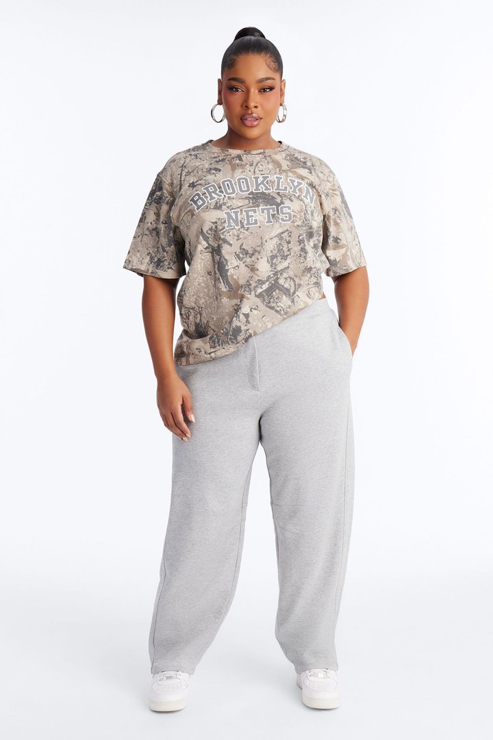 Juni Heavy Knit Jersey Barrel Leg Pant 31″ - Heather Grey