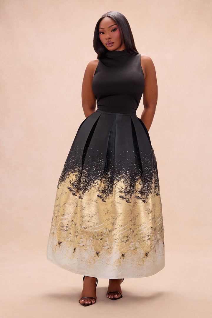 Esparza Metallic Skirt Set - Gold/combo