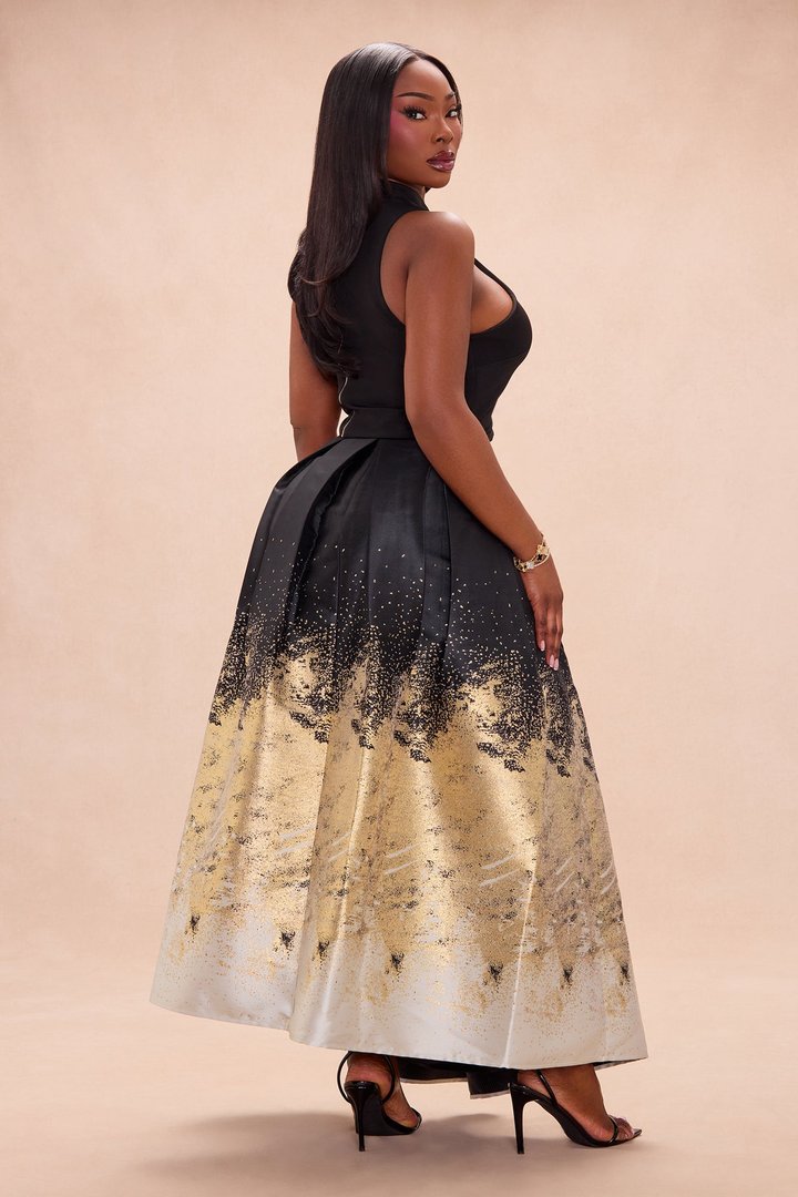 Esparza Metallic Skirt Set - Gold/combo