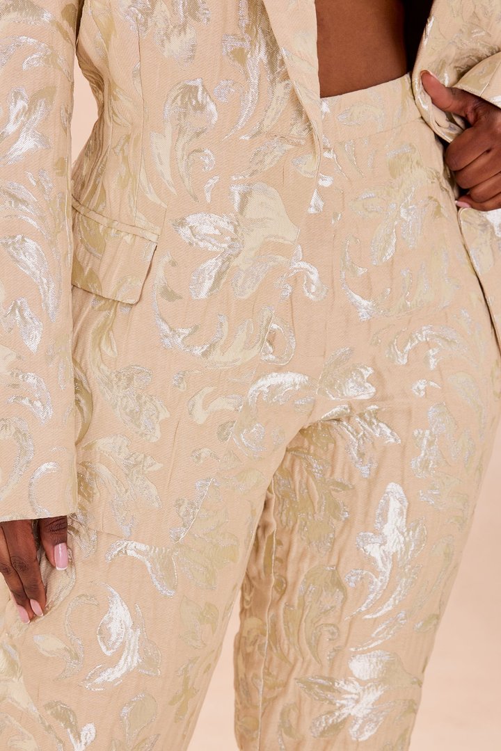 Kimberly Blazer Jacquard Set - Nude/combo
