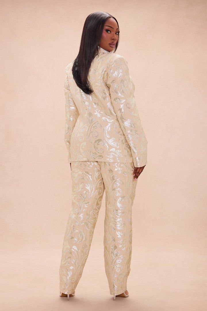 Kimberly Blazer Jacquard Set - Nude/combo