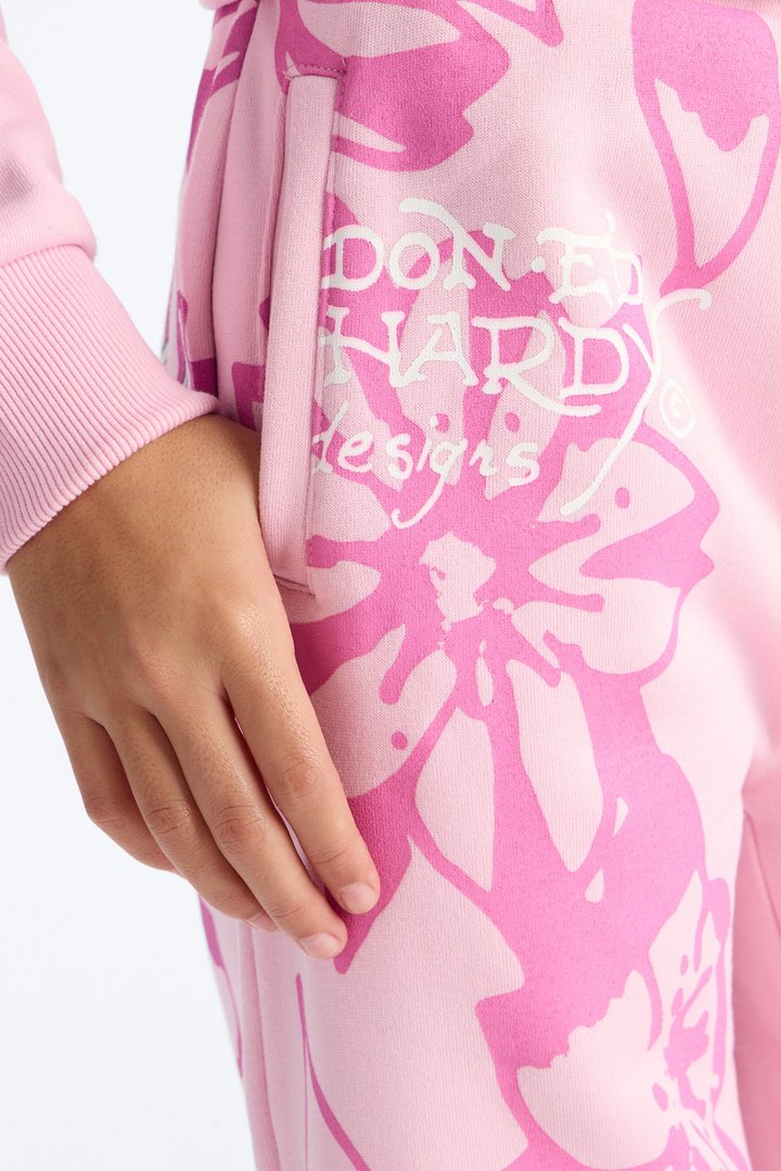 Mini Ed Hardy Floral Fleece Pants - Pink