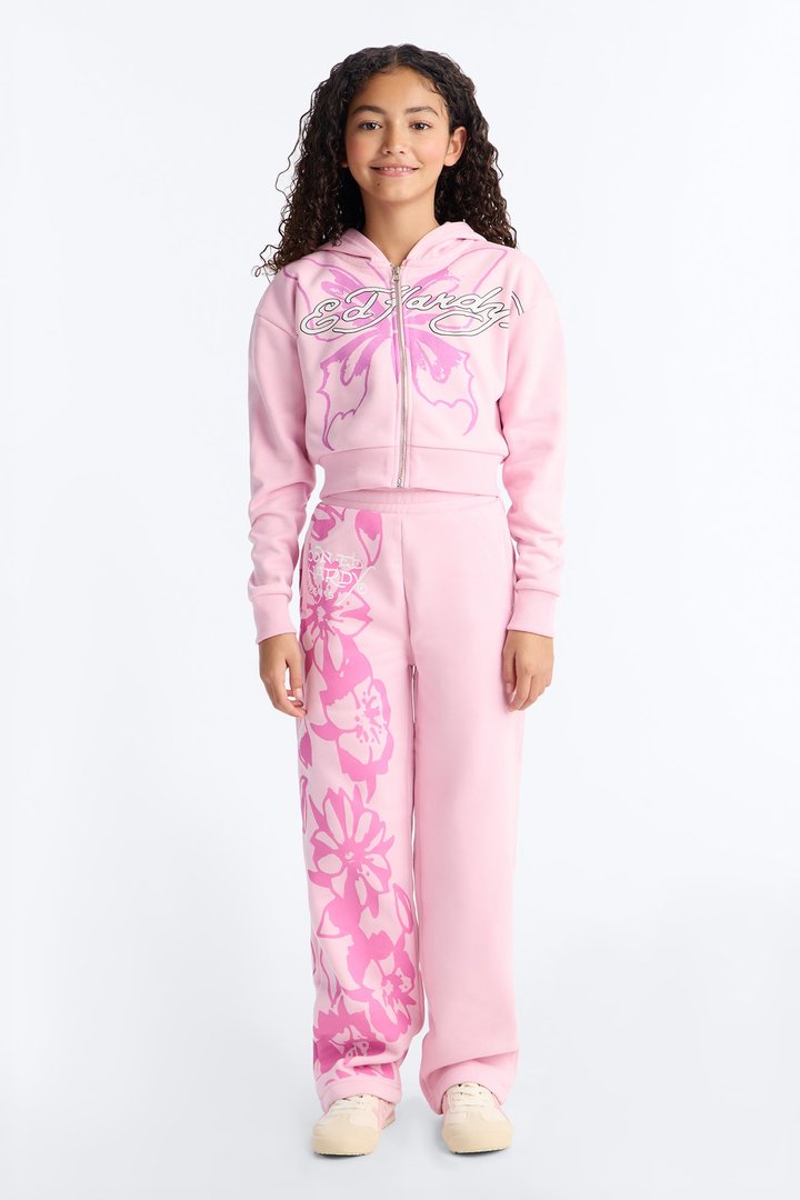 Mini Ed Hardy Floral Fleece Pants - Pink