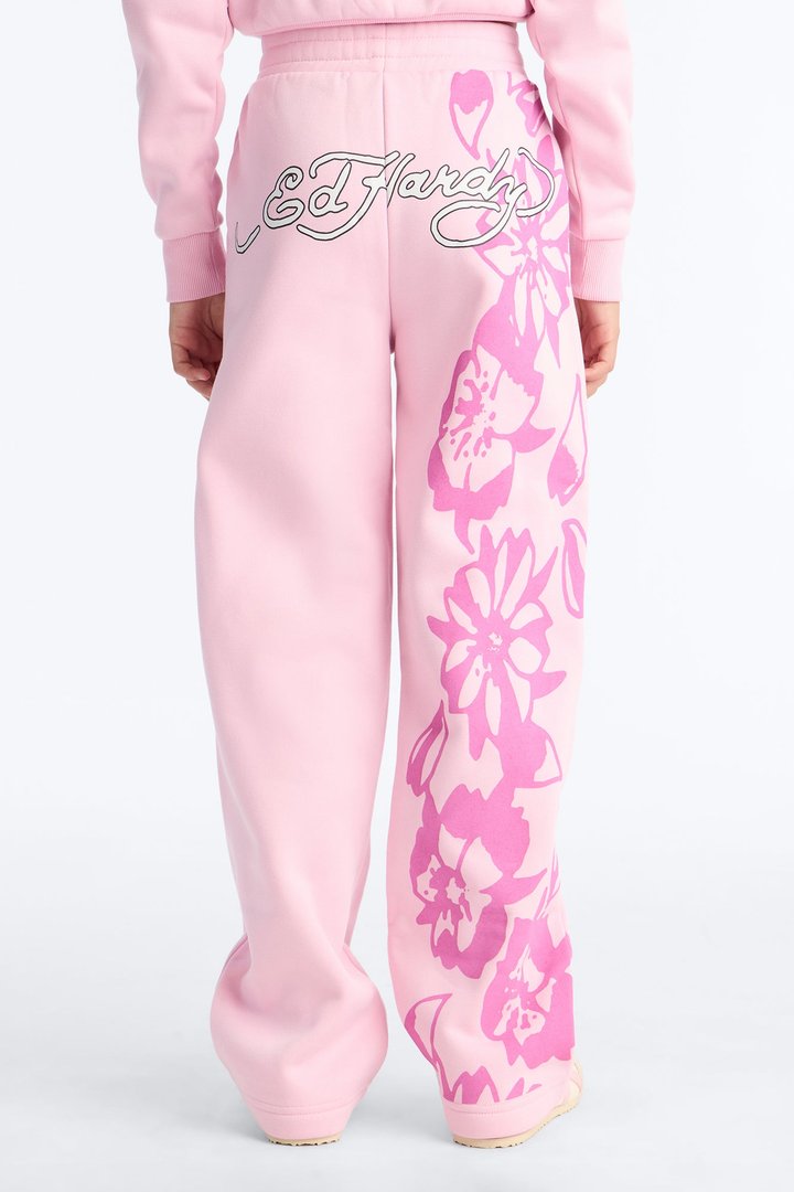 Mini Ed Hardy Floral Fleece Pants - Pink