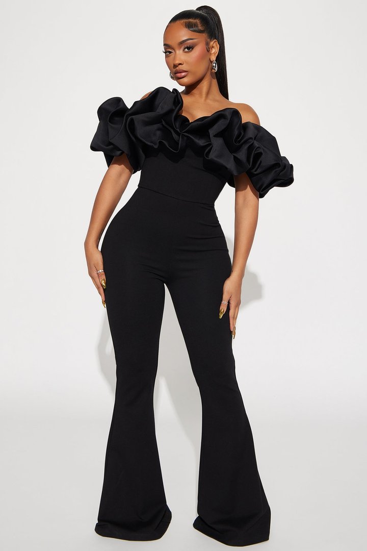 Ruffle Affair Jumpsuit - Black