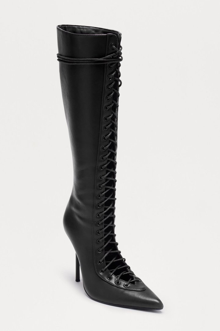 Dagger Lace Up Boots - Black