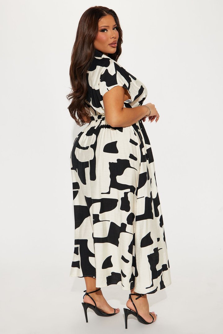 All About The Angles Shirt Midi Dress - Black/combo