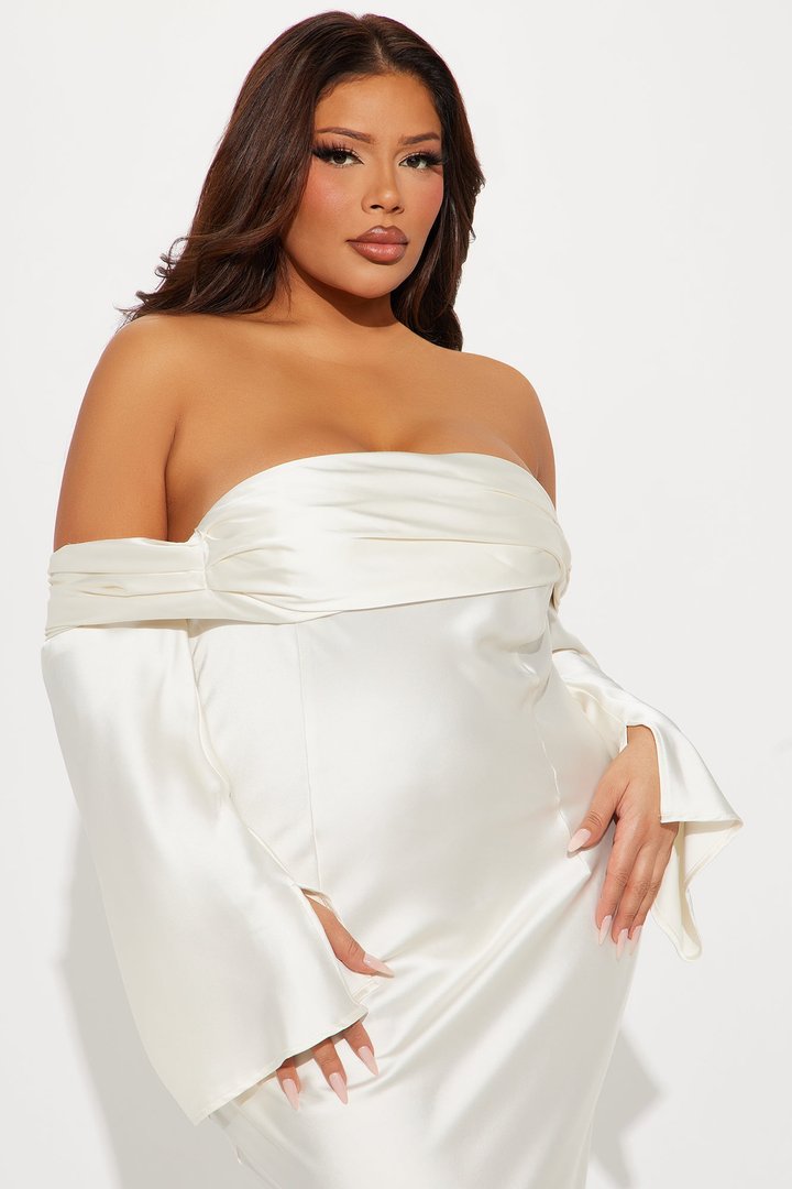 Amandine Satin Maxi Dress - Cream