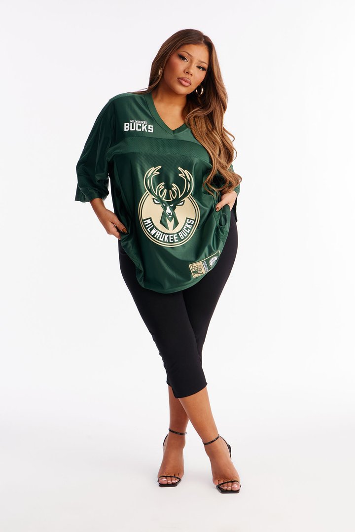 NBA Bucks Oversized Mesh Tee - Hunter