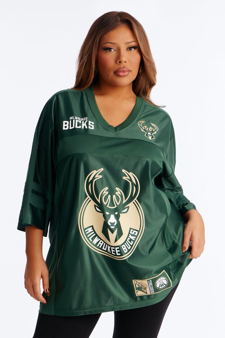 NBA Bucks Oversized Mesh Tee - Hunter