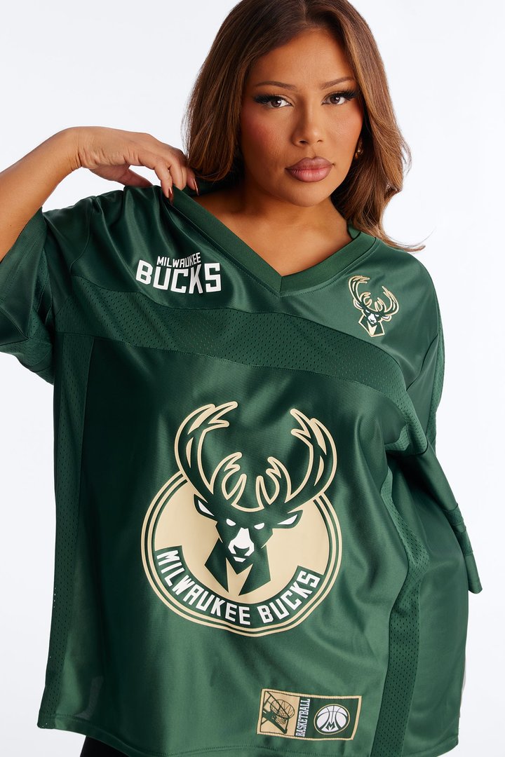 NBA Bucks Oversized Mesh Tee - Hunter