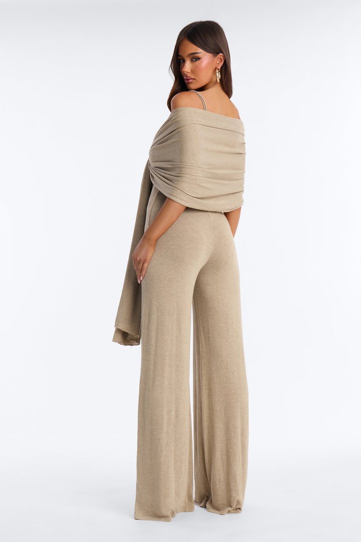 Harlowe 2 Piece Knit Wrap Jumpsuit Set - Olive