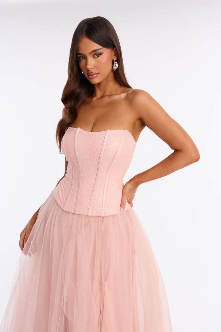 Remi Strapless Sequin Gown - Blush