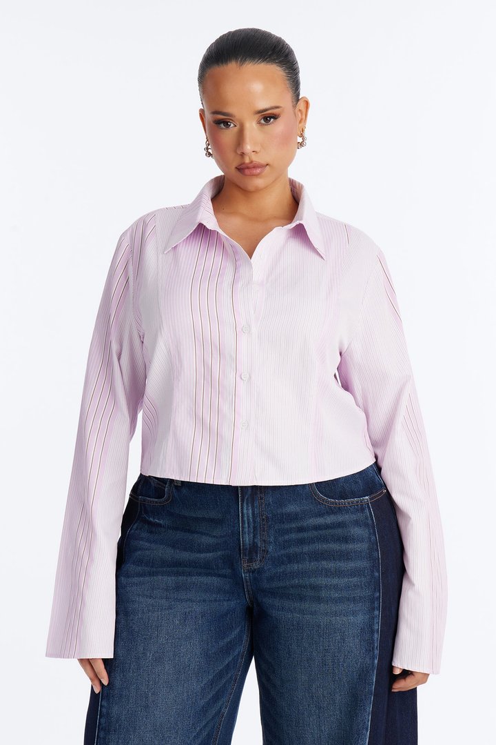 Karinna Pinstripe Poplin Shirt - Pink/combo