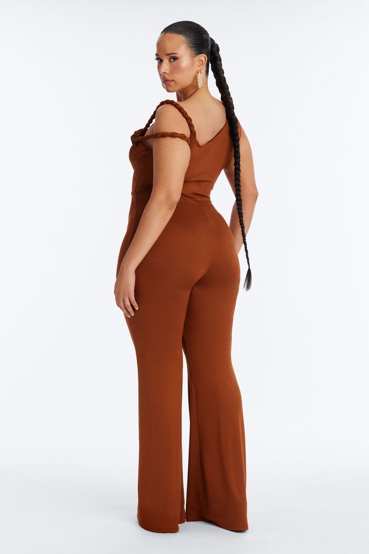 Rhia Twist One Shoulder Jumpsuit - Chocolate