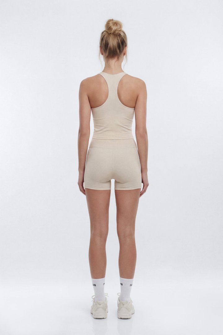 CloudForm™ High Waist 5″ Side Pocket Biker Short - Beige
