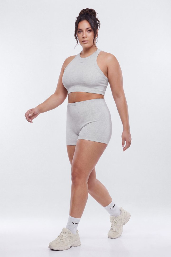 CottonFlex™ 4″ Sports Biker Short - Heather Grey