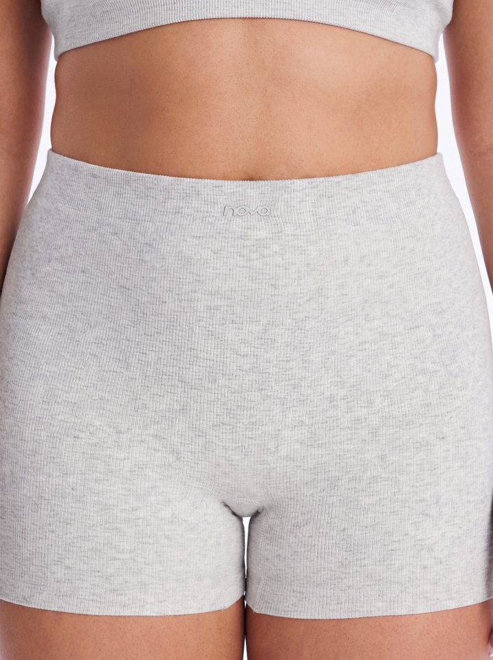 CottonFlex™ 4″ Sports Biker Short - Heather Grey