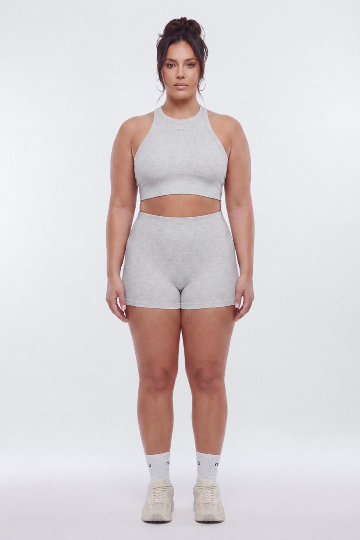 CottonFlex™ 4″ Sports Biker Short - Heather Grey