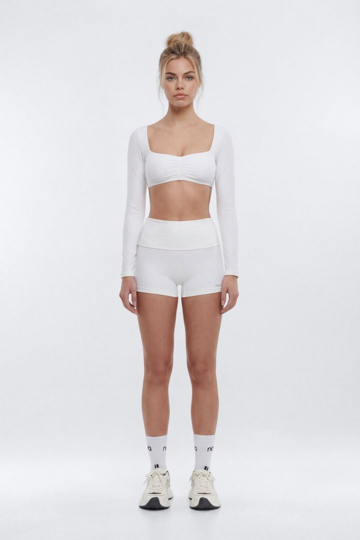 ButterSoft Long Sleeve Super Crop Sports Top - White