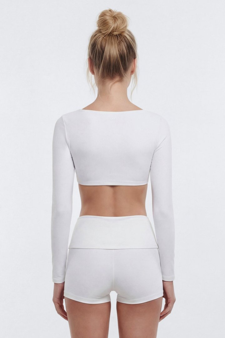 ButterSoft Long Sleeve Super Crop Sports Top - White