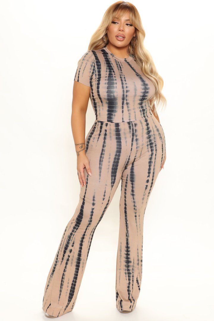 Jazmin Tie Dye Pant Set 33 - Taupe