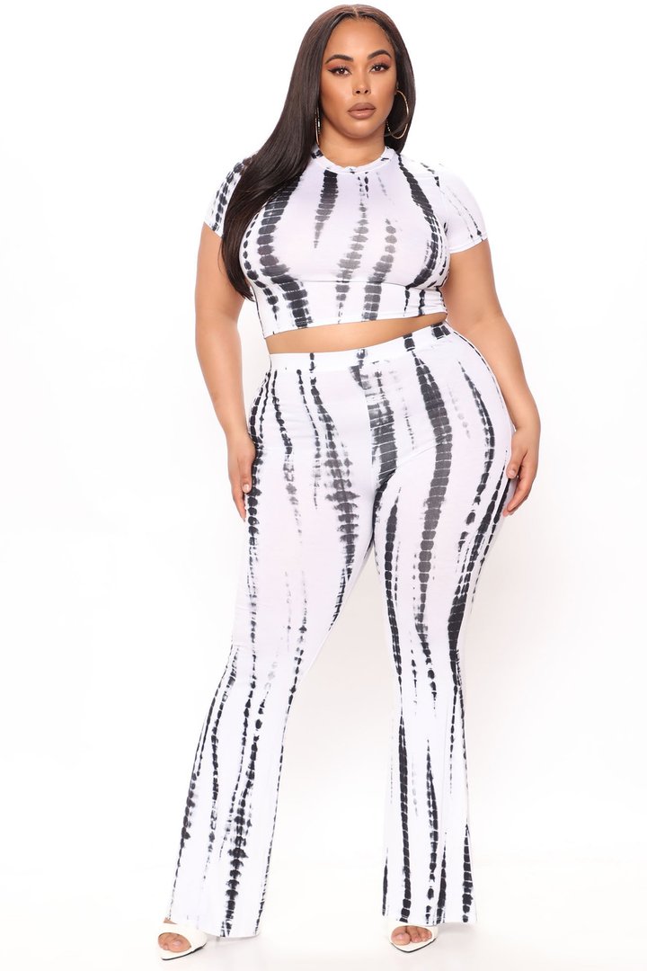 Jazmin Tie Dye Pant Set 33 - White/Black
