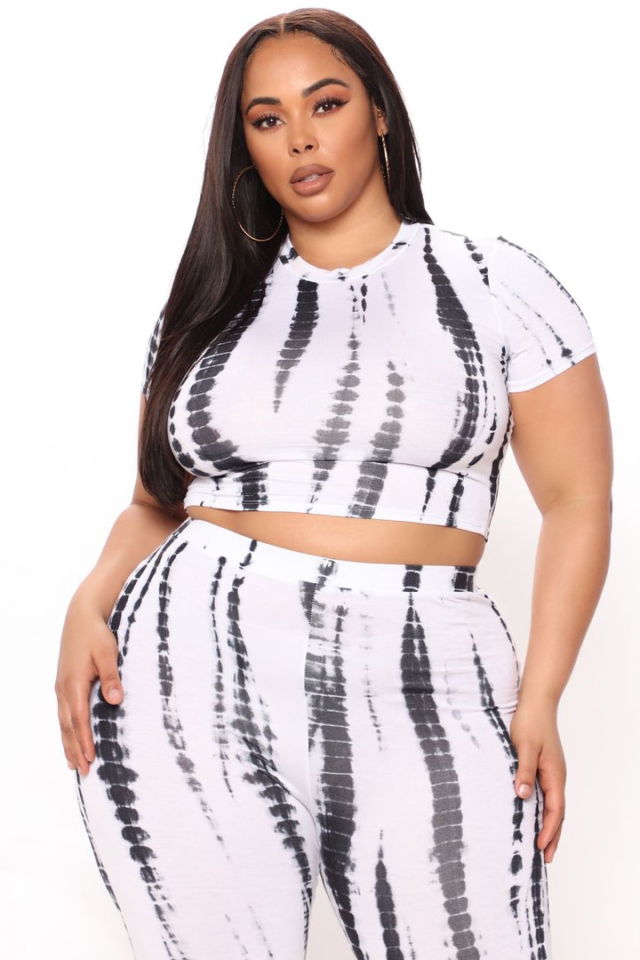 Jazmin Tie Dye Pant Set 33 - White/Black