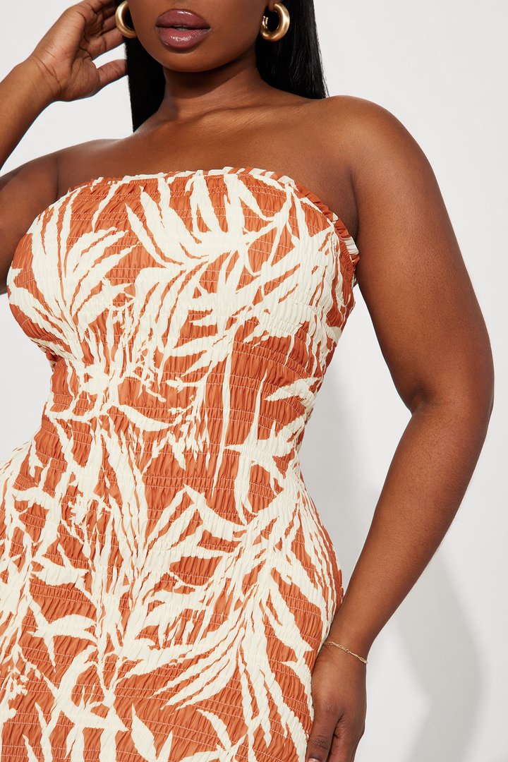 Amaya Tropical Maxi Dress - Cognac