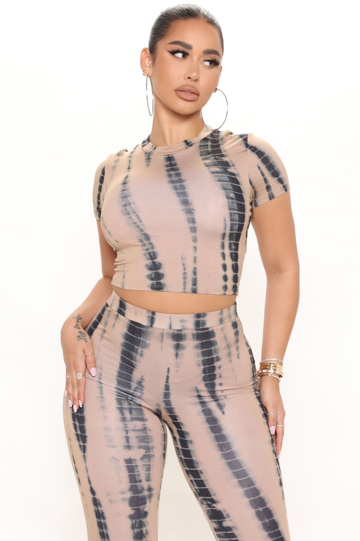 Jazmin Tie Dye Pant Set 33 - Taupe