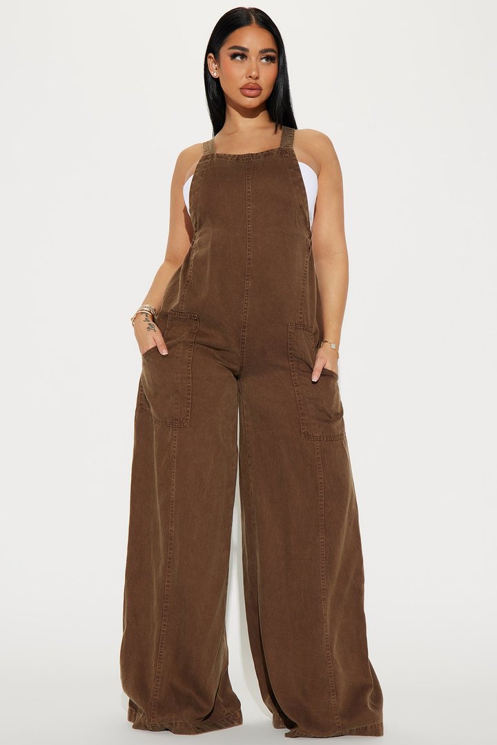 Katarina Washed Jumpsuit - Brown