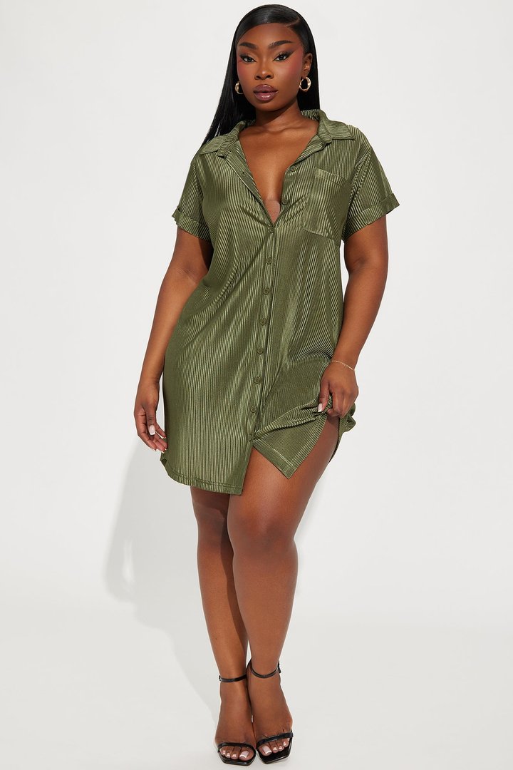 Madelyn Mini Shirt Dress - Olive