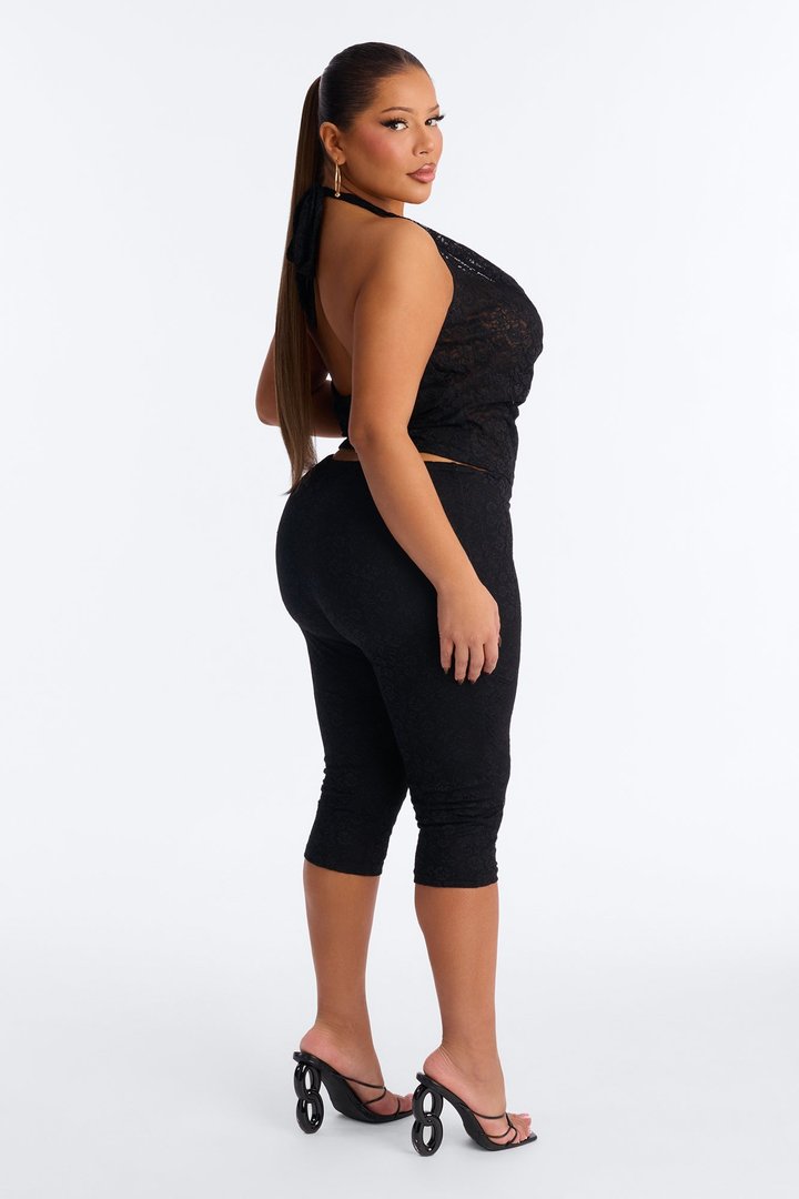 Pretty Please Lace 3 Piece Capri Set - Black