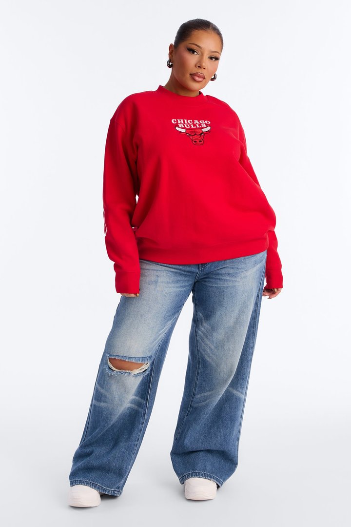 NBA Chicago Bulls Fleece Crew Neck Sweatshirt - Red