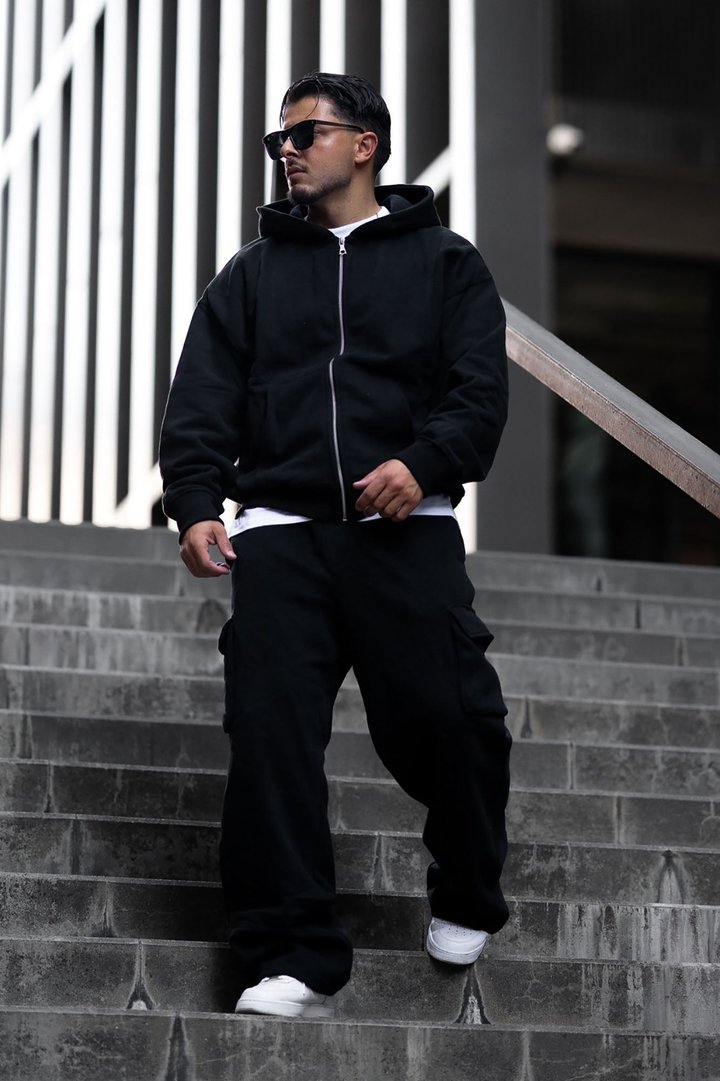 410 Baggy Cargo Sweatpants - Black