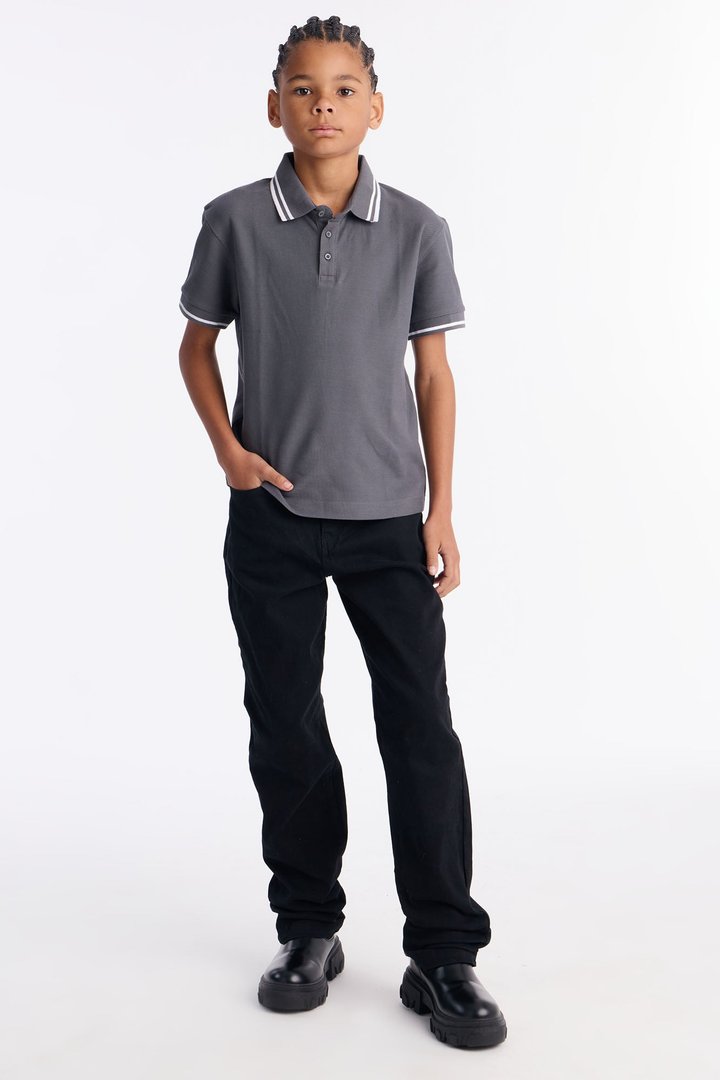 Mini Wilson Short Sleeve Polo - Charcoal
