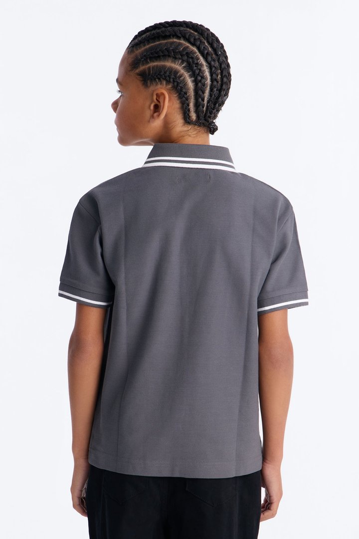 Mini Wilson Short Sleeve Polo - Charcoal