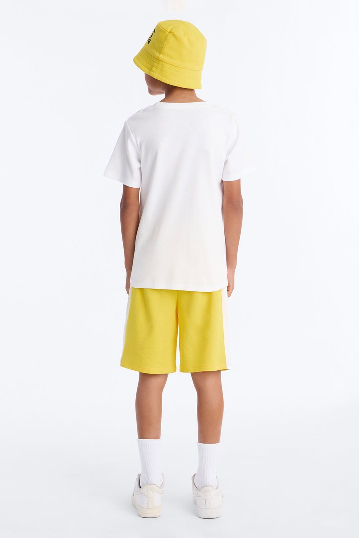 Mini Hustle Bear Short Set With Bucket Hat - White/combo