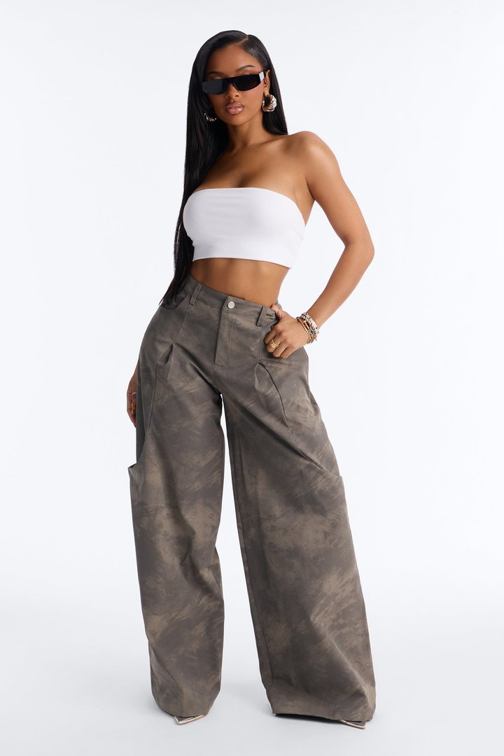 Soraya Wide Leg Pleated Pant - Grey